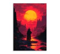 TERUEA Halloween Quadro Su Tela Canvas Stampe Parete Decorazioni Un mago oscuro in piedi vicino a un fiume, Stampa Su Tela Pittura Poster Pranzo, Soggiorno, Bagno(Rosso)-80x120cm1 Non incorniciato