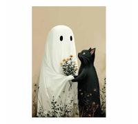 TERUEA Immagini a Parete per Camera da Letto Lenzuola bianche con fantasmi e simpatici animali Arte Moderna Fiori Dipinti su Tela su Parete Poster (Bianco)-30x45cm1 Non incorniciato