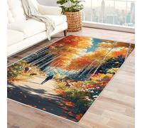 TERUEA Moderno Tappeto Un uomo cammina lungo un sentiero attraverso una foresta infinita, Tappetino per la decorazione della casa, per soggiorno, camera da letto(Arancione)-210x300cm