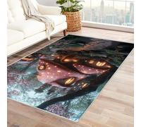 TERUEA Moderno Tappeto Uno strano villaggio di funghi rosa si trova in riva al fiume, Grandi Dimensioni Soggiorno Camera da Letto Decorazione Tappeti(Rosa)-90x120cm
