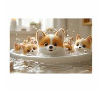 TERUEA Poster decorativo da parete con animali, Design Cuccioli Bagno, 1 pezzo Wall Art Canvas Grandi Decorazione Murale Grafica Immagini(Arancione)-30x45cm1 Non incorniciato