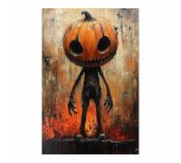 TERUEA su tela Halloween spettrale, Un ragazzo dalla testa zucca, decorazione per soggiorno, ufficio,(Arancia)-30x45cm1 Non incorniciato