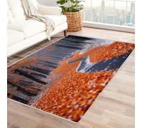 TERUEA Super Morbido Tappeto Del Soggiorno Camera Le foglie arancioni sono coperte di foglie morte, Tappeti Zerbino per La Camera da Letto, Tappetino 3D (Arancione)-150x240cm
