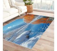 TERUEA tappeto antiscivolo lavabile per la camera da letto Alberi in riva al fiume, Tappeti Pelo Corto Lavabile, Camera da Letto, Tappeti Pelo Corto per Camera dei Adolescente(Arancione)-120x180cm