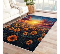 TERUEA Tappeto Antiscivolo Un campo di girasoli e un cielo vorticoso, Tappetino per la decorazione della casa, per soggiorno, camera da letto(Giallo)-120x180cm