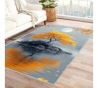 TERUEA Tappeto Camera da Letto - Antiscivolo Lavabile Un albero in fiore giallo svetta sull'acqua, 3D Stampa Decorazione Moderno Soggiorno Camera da Letto Domestica Tappeti(Oro)-120x180cm