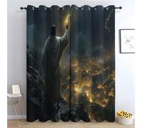TERUEA Tende a fiori Gesù in piedi su una collina con le mani alzate, Tende per finestre per bambini, ragazze, donne, botaniche, floreali, per camera da letto, soggiorno-A270 x L130 cm (2 Pannelli)