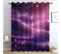 TERUEA Tende a fiori Un'opera d'arte con glitter viola, Tende per finestre per bambini, ragazze, donne, botaniche, floreali, per camera da letto, soggiorno-A180 x L100 cm (2 Pannelli)