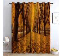 TERUEA Tende per finestre, Tunnel d'albero autunnale dorato con foglie cadute per camera da letto e soggiorno, con paesaggio artistico contemporaneo Tendeggi per finestre-A180 x L100 cm (2 Pannelli)