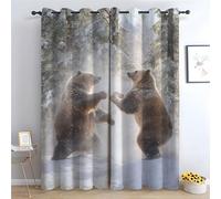 TERUEA Urbano Tende, Paesaggio Urbano, Tenda panoramica con lotta tra orsi nella foresta innevata Tenda per finestra,(Marrone)-A240 x L140 cm (2 Pannelli)