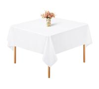 Teruntrue 1 Pack Tovaglia bianca per piccolo tavolo quadrato, 52 x 52 pollici Tessuto poliestere Tovaglia Resistente alle rughe Copritavolo lavabile per matrimonio, compleanno, festa, banchetti