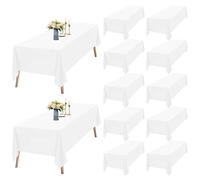 Teruntrue 12 Pezzi Tovaglie Bianche Rettangolari 153 x 260 cm, Tovaglie Bianche in Poliestere per Tavolo da 6 Piedi, Tovaglia Rettangolare Lavabile per Feste Matrimoni Buffet Campeggio Ristorante