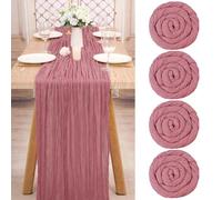 Teruntrue 4 confezioni di runner da tavola di garza, tovaglie di garza 300 cm decorazioni rustiche per cucina forniture per feste di nozze (rosa antico, 300 cm)