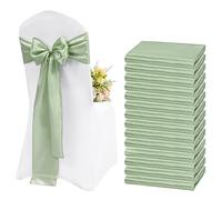 Teruntrue 50 fasce per sedie in raso, colore verde salvia con fiocco decorativo, coprisedia (verde salvia)