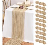 Teruntrue Confezione da 10 runner da tavola beige in garza bohémien, lunghezza 3 m, per feste di compleanno, festival, decorazioni per matrimoni