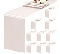 Teruntrue Confezione da 10 runner da tavola color crema, 30 x 183 cm, runner da tavola in raso per tavoli rotondi rettangolari, matrimoni, banchetti di compleanno, fidanzamenti, decorazioni per feste