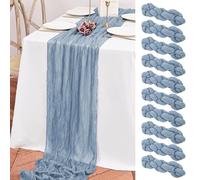 Teruntrue - Runner da tavolo blu boho, 10 pezzi - Runner da tavolo in garza da 10 piedi per decorazione di matrimoni e feste