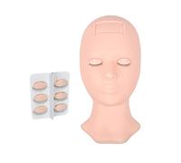 Teruyol 1 Pezzo Manichino Testa Testa Pratica Ciglia Palpebre Rimuovibili Silicone Realistico Adatto a Allenamento Make Up Estensione Ciglia Pittura Facciale, Testa di manichino Occhio