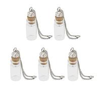 Teruyol 5 Pezzi Bottiglia Ciondolo Collana Mini Vetro con Tappi per Profumo Decorazione Fai da Te Accessori Conservazione Porta Messaggi Adatto per, Trasparente
