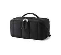Teruyol Beauty Case da Viaggio Donna Organizer Cosmetici Trousse Make Up Borsa Toilette Compatta con Divisorio Centrale Adatto a Valigia Trolley Borsa a Mano Dimensioni, Array, Nero