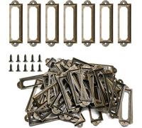 Tervatori di etichette in metallo da 20 pezzi, antico nome scheda di scheda Bronzo Telaio File Gabinetto Porta dell'etichetta etichetta della scheda con viti per gli scaffali dei (Antico bronzo)