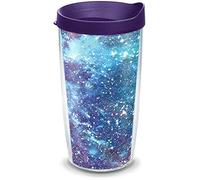 Tervis 1334992 - Bicchiere termico Galassia con involucro e coperchio viola reale, 16oz, colore: Trasparente