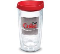 Tervis Coca-Cola - Bicchiere termico per Coca-Cola Light con emblema e coperchio rosso, 16 once, trasparente