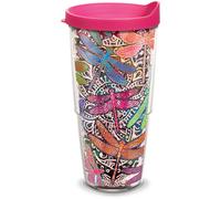 Tervis Made in USA Double Walled Dragonfly Mandala Insulated Tumbler Cup Keeps Drinks Cold Hot 24oz Quartz
