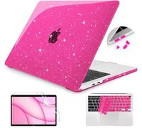 Teryeefi Custodia rosa glitterata compatibile con MacBook Air 13" 2023 2021 2020-2018 Release M1 A2337 A2179 A1932, guscio rigido protettivo scintillante con copertura per tastiera + pellicola