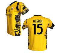 Terza Maglia I N T E R Gialla Personalizzata Acerbi 15 creata utilizzando Maglia Calcio Away Replica Autorizzata Nuova Taglie da Adulto (IT, Testo, L, Regular, Regular, Giallo)