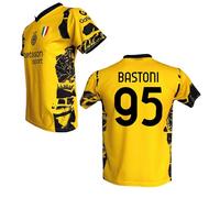 Terza Maglia I N T E R Gialla Personalizzata Bastoni 95 creata utilizzando Maglia Calcio Away Replica Autorizzata Nuova Taglie da Adulto (IT, Testo, L, Regular, Regular, Giallo)