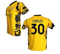 Terza Maglia I N T E R Gialla Personalizzata Carlos Augusto 30 creata utilizzando Maglia Calcio Away Replica Autorizzata Nuova Taglie da Adulto e Bambino (Giallo, XL-Adulto)