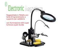 TERZA MANO SUPPORTO LENTE LAMPADA SALDATORE PAGLIETTA PINZETTE PASTA SALDATURA