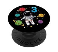 Terzo Compleanno Astronauta Pianeti 3 ° Carino Adorabile Spazio PopSockets PopGrip Adesivo