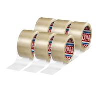 tesa 04280-00045-00 Pack 4280-Nastro Adesivo Universale in PP per Confezioni e cartoncini, 6 Rotoli da 66 m x 50 mm, Colore: Trasparente