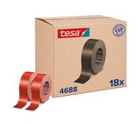 tesa 04688-00021-00 4688-Nastro adesivo in tessuto estruso in polietilene, 50 m x 50 mm, rosso, confezione commerciale con 18 rotoli, 18x 50m:50m, Set di 18 Pezzi