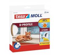 tesa 05389-00000-00 05389-00000-00-Paraspifferi per Porte e finestre, Profilo D, Bianco, 9 mm, Weiß, 25 m x 9 mm x 7 mm