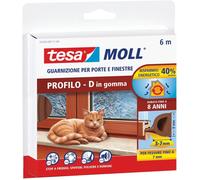 Tesa 05393-00111 Guarnizione Adesiva Gomma Porte Finestre Profilo D 6m 3-7mm