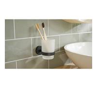 tesa 40566-00000-00 MOON BLACK Bicchiere portaspazzolini Colla Nero (opaco),