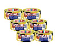 tesa 4169 nastro adesivo per pavimenti, confezione da 6, nastro in PVC per etichettatura, per uso interno ed esterno, nastro adesivo per superfici sensibili e ruvide, 33 m x 5 cm ciascuno, giallo