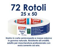 Tesa 4325 Nastro Mascheratura Professionale 25mmx50mt - Carta semi-crespa 72 Pz