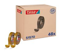 tesa 51570-00002-00 Tesafix 51570 - Nastro di montaggio in confezione da 48 rotoli di nastro biadesivo per il montaggio senza foratura, 48 rotoli da 50 pezzi, incolore, 48 x 50 m x 25 mm