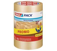 Tesa 57008-00000-01 Nastro da Imballo, 3 Pezzi, Trasparente | Nastro Adesivo per Pacchi con Supporto in PP - Privo di Solventi e Resistente agli UV, Silenzioso
