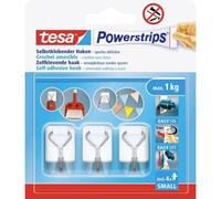 tesa 57615-00003-00 Powerstrips Small Gancio adesivo 3 pz Bianco, acciaio inox