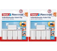 tesa 58035 - Clip fermacavo con strisce autoadesive e rimovibili, 5 clip (Confezione da 2)
