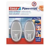 Tesa 58063-00001-01 Powerstrips Large Gancio Adesivo, Ovale, Cromo Opaco
