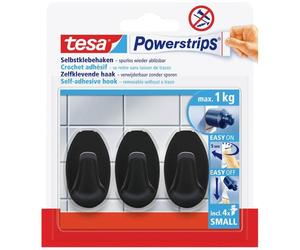 tesa 58275-00000-20 Black Hooks S Ganci adesivi Powerstrips Small Oval (L x A)