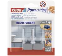 tesa 58812-00000-20 POWERSTRIPS® Gancio adesivo grande Trasparente, Cromo Conte