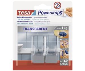 tesa 58812-00000-20 POWERSTRIPS® Gancio adesivo grande Trasparente, Cromo Conte