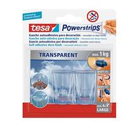 Tesa 58813-00002-00-2 ganci trasparenti confezione da 4 strisce powerstrip xl trasparente